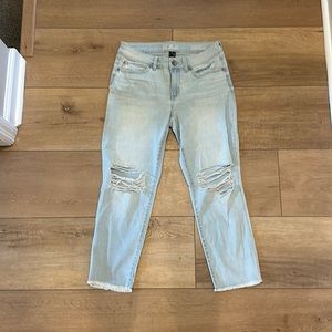 Distressed light wash jeans